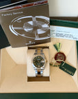 Rolex Datejust 31 Olive Green Diamond Roman Vi Roman Dial on Oyster 178383 Complete 2014