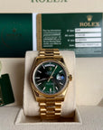 Rolex Day-Date 36 Green Index Dial on President 118238 Card 2010