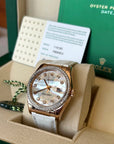 Rolex Datejust 36 Mother of Pearl Diamond Dial on White Leather Strap 116185 Certified Pre Owned Card 2025