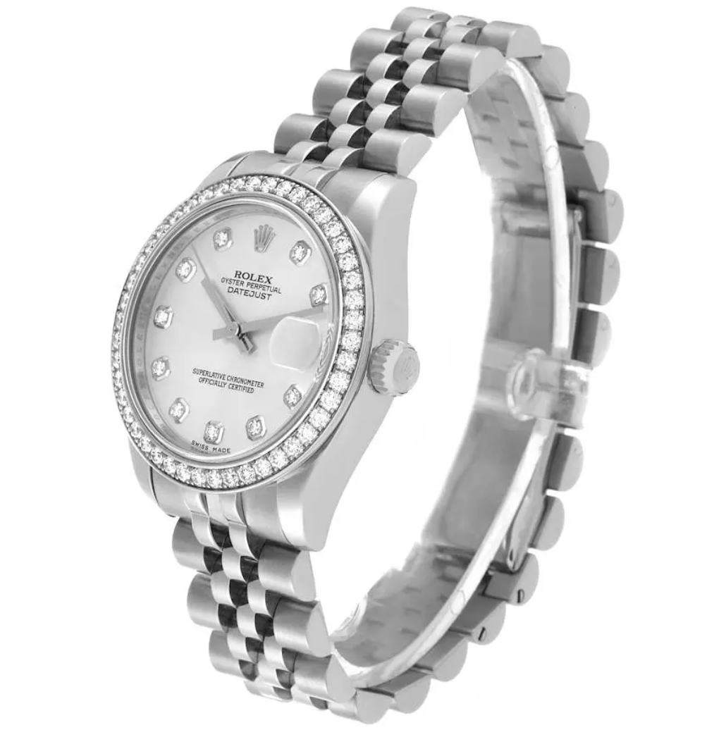 Rolex Datejust Midsize Silver Diamond Dial on Jubilee 178384 Complete 2016