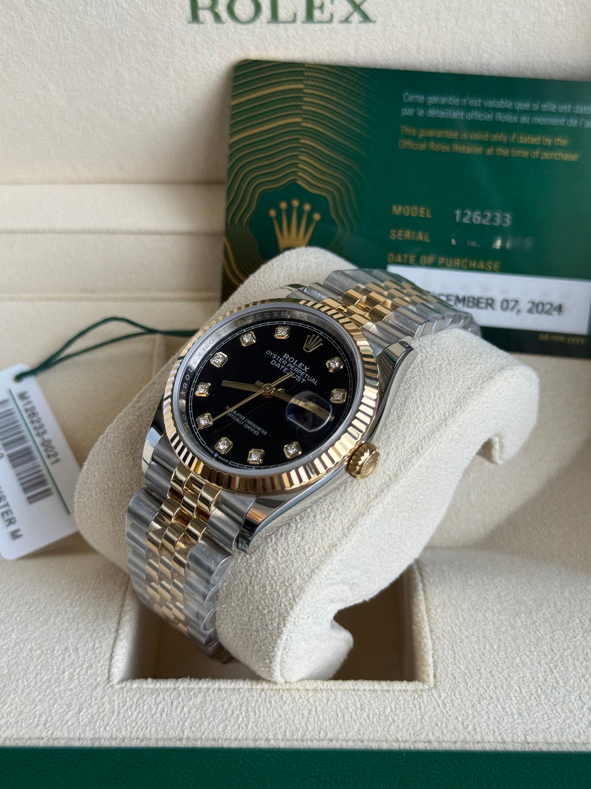 Rolex Datejust 36 Black Diamond Dial on Jubilee 126233 Complete 2024