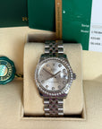 Rolex Datejust Midsize Silver Diamond Dial on Jubilee 178384 Complete 2016