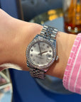 Rolex Datejust Midsize Silver Diamond Dial on Jubilee 178384 Complete 2016
