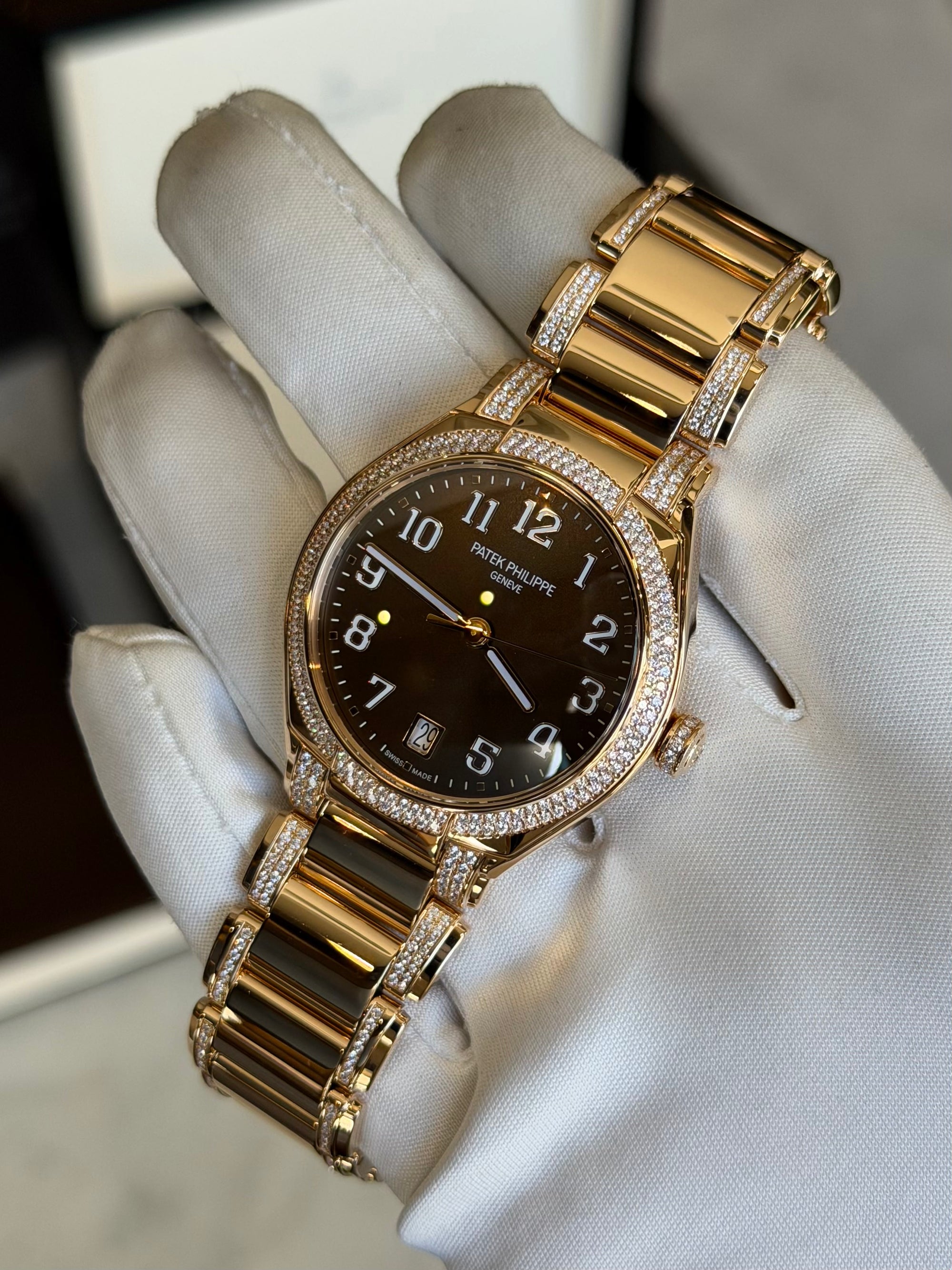 Patek Philippe Twenty-4 Brown Sunburst Dial on Bracelet 7300/1200R-001 Complete 2021