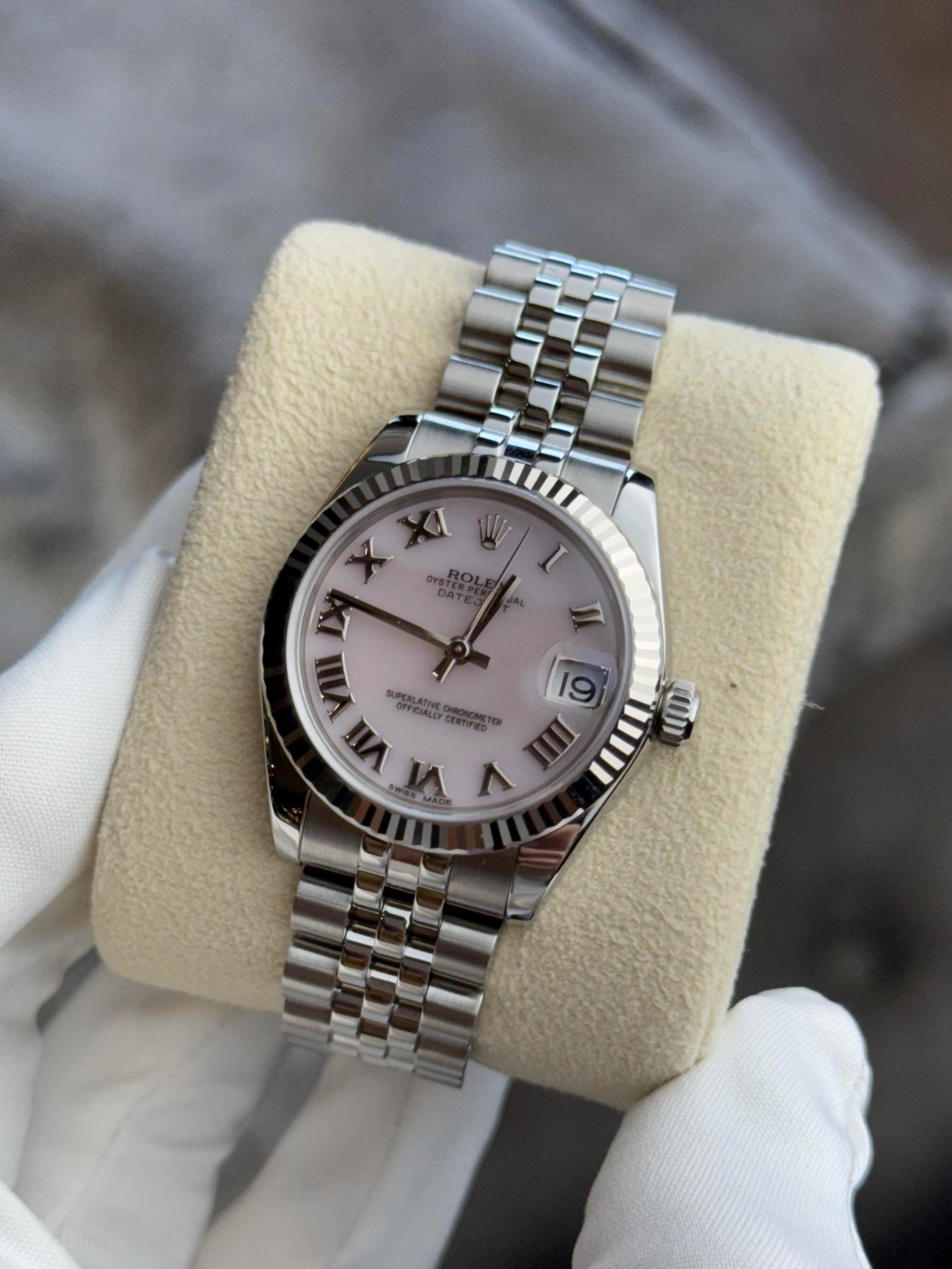 Rolex Datejust Pink Mother of Pearl Roman Dial on Jubilee 178274 Complete 2016