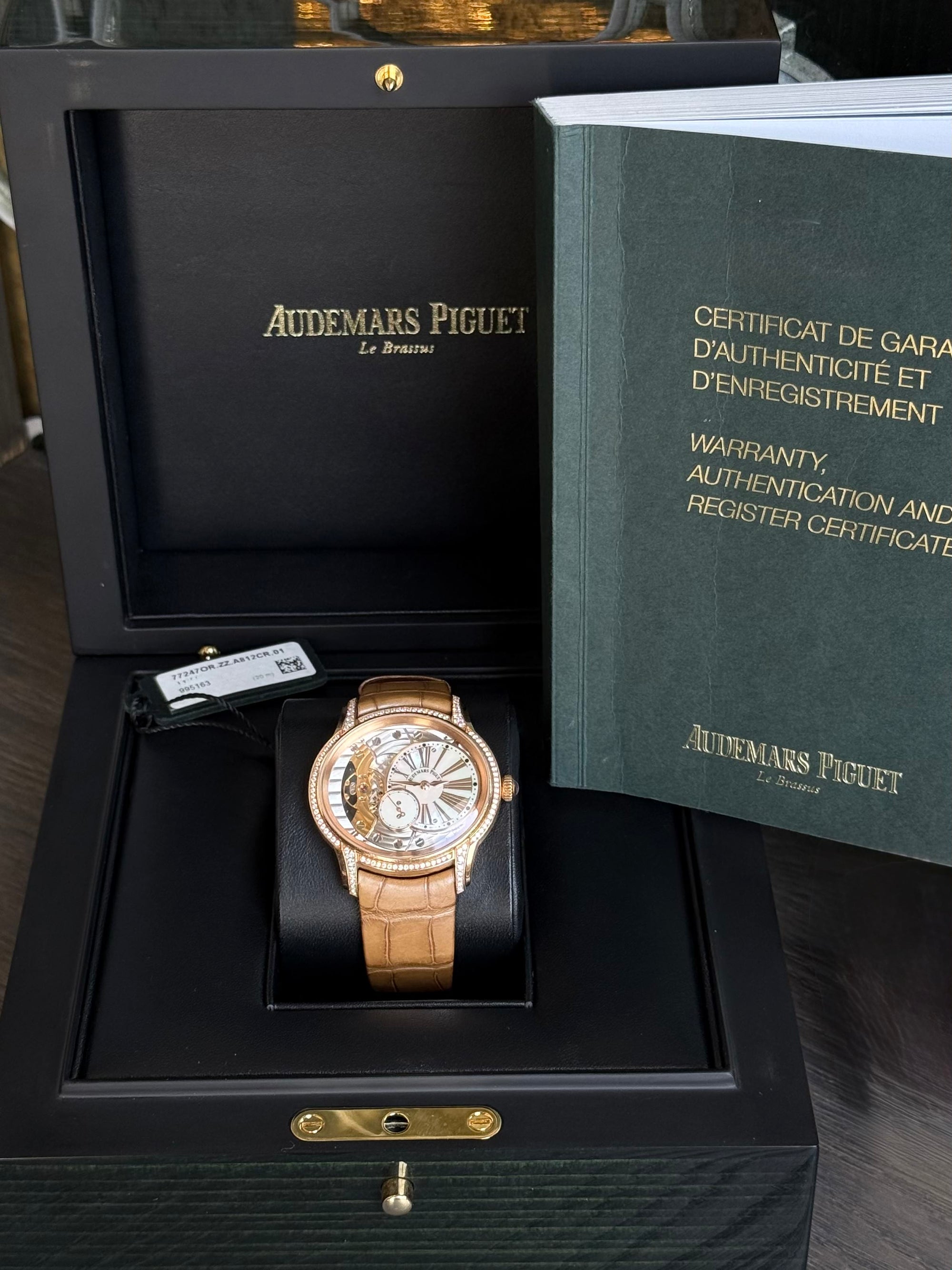 Audemars Piguet Millenary Hand-Wound White Mother of Pearl Dial on Leather Strap 77247OR.ZZ.A812CR.01 Papers 2017