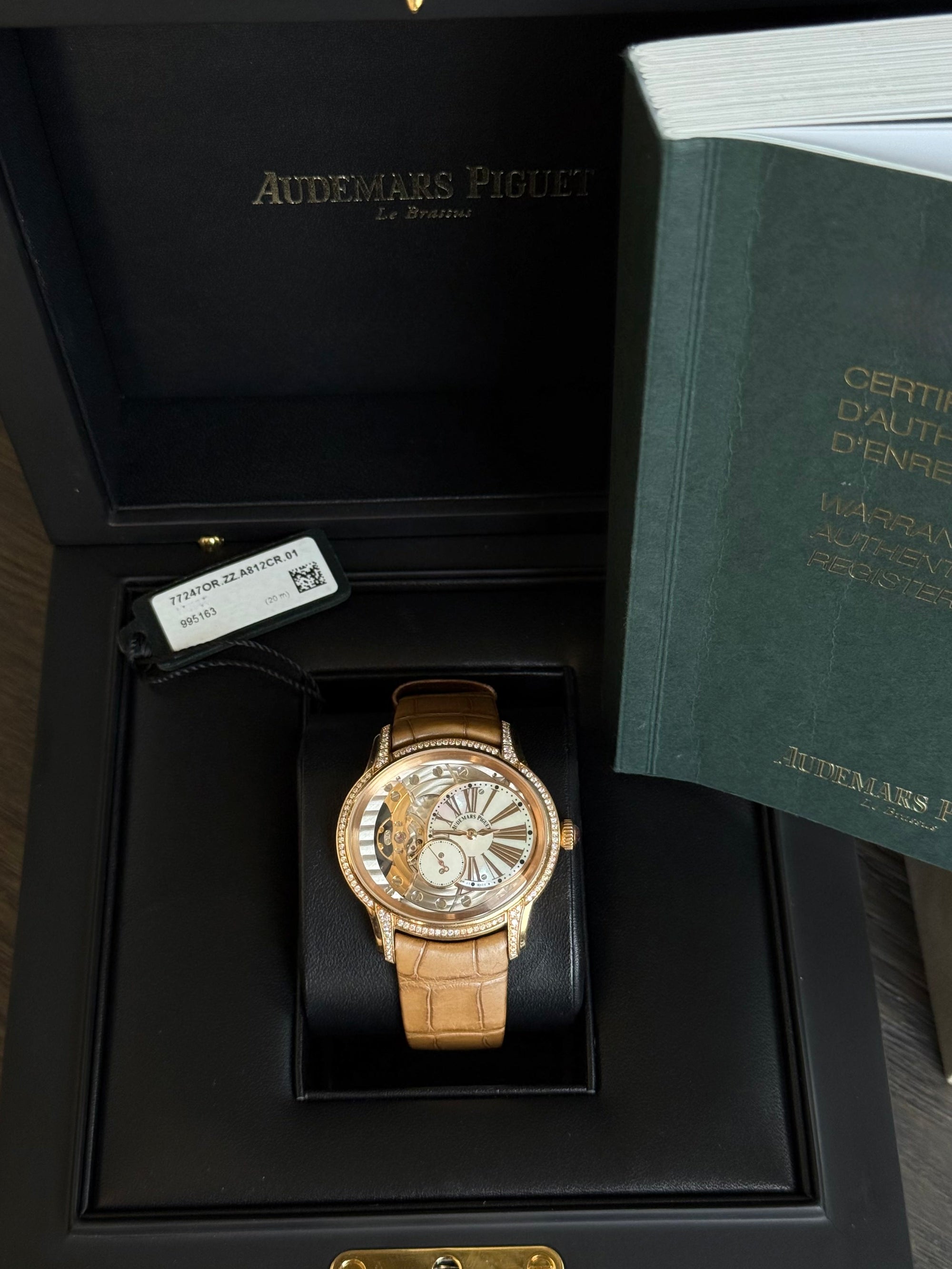 Audemars Piguet Millenary Hand-Wound White Mother of Pearl Dial on Leather Strap 77247OR.ZZ.A812CR.01 Papers 2017