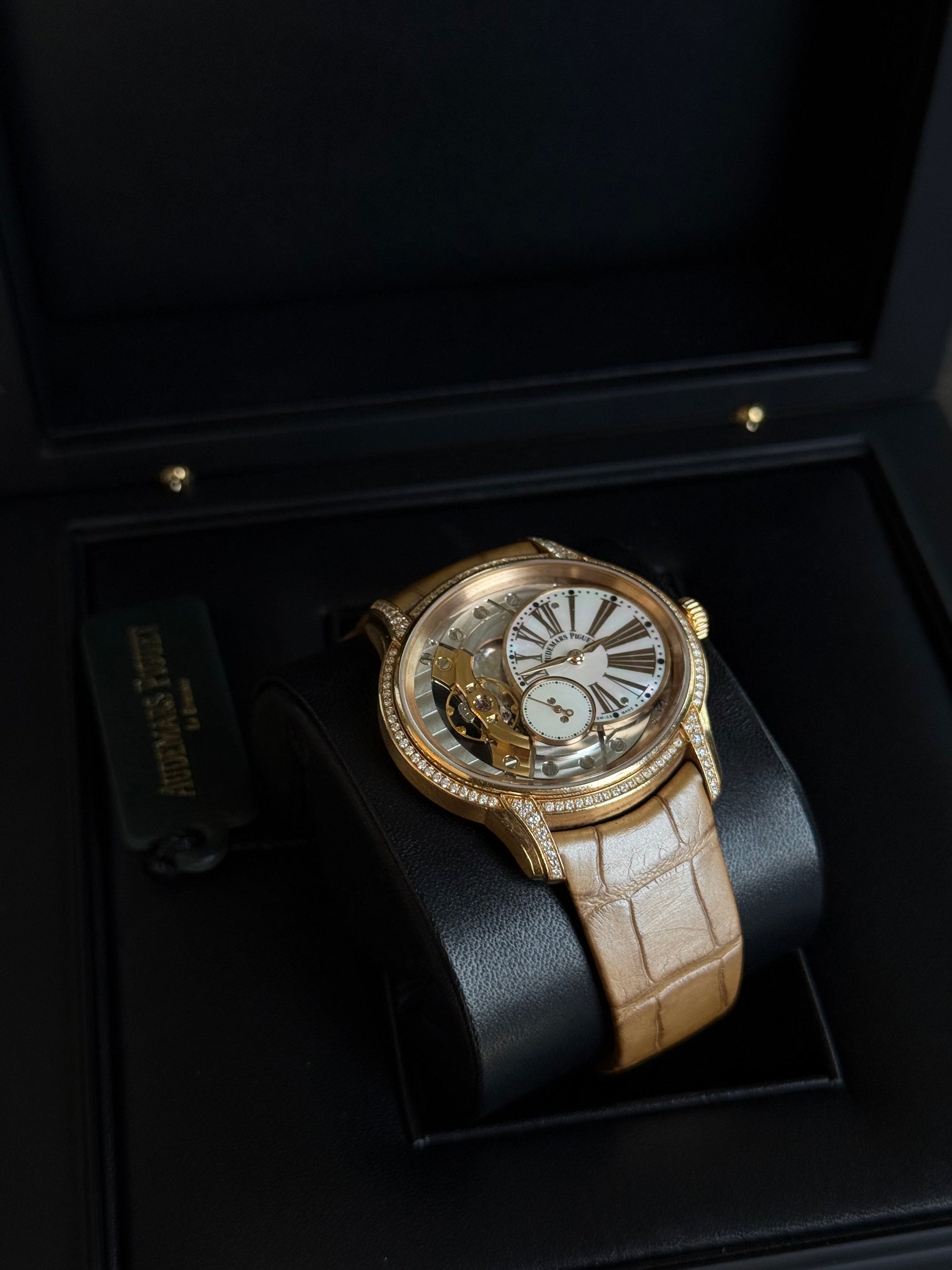 Audemars Piguet Millenary Hand-Wound White Mother of Pearl Dial on Leather Strap 77247OR.ZZ.A812CR.01 Papers 2017