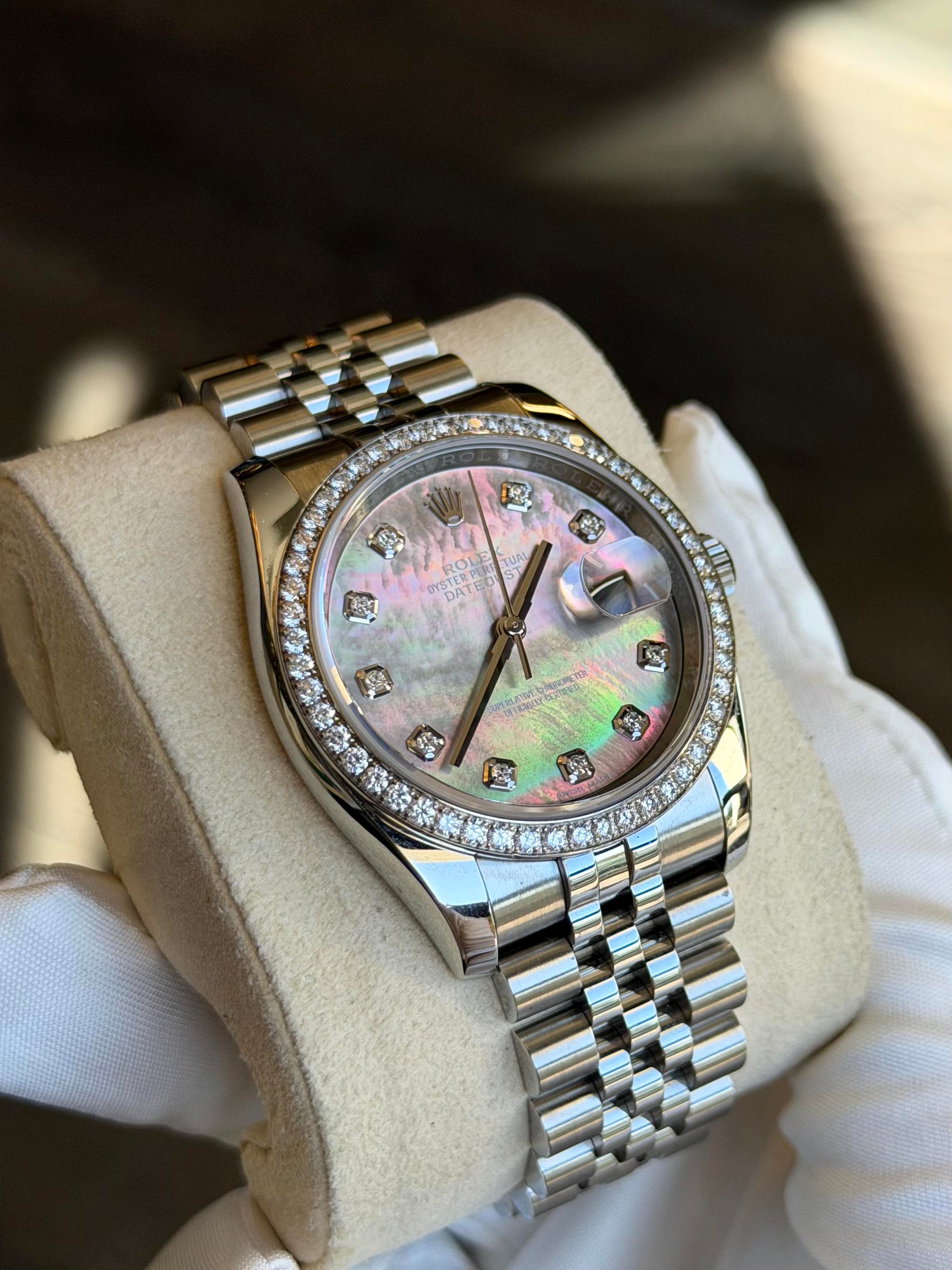 Rolex Datejust Dark Mother-Of-Pearl Diamond Dial on Jubilee 116244 Card 2017