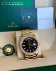 Rolex Day-Date 40 Black Baguette Diamond Dial on President 228348RBR Service Papers