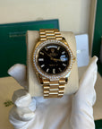 Rolex Day-Date 40 Black Baguette Diamond Dial on President 228348RBR Service Papers