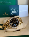 Rolex Day-Date 40 Black Baguette Diamond Dial on President 228348RBR Service Papers
