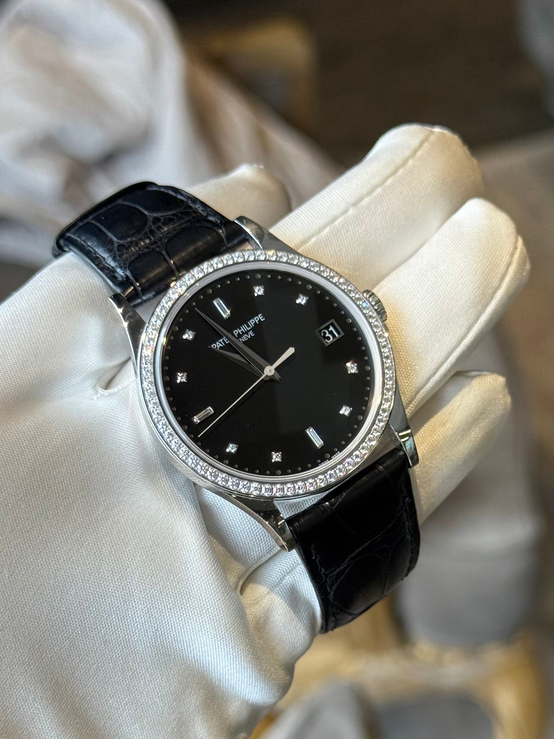 Patek Philippe Calatrava Black Diamond Dial on Strap 5297G-001 Complete 2024