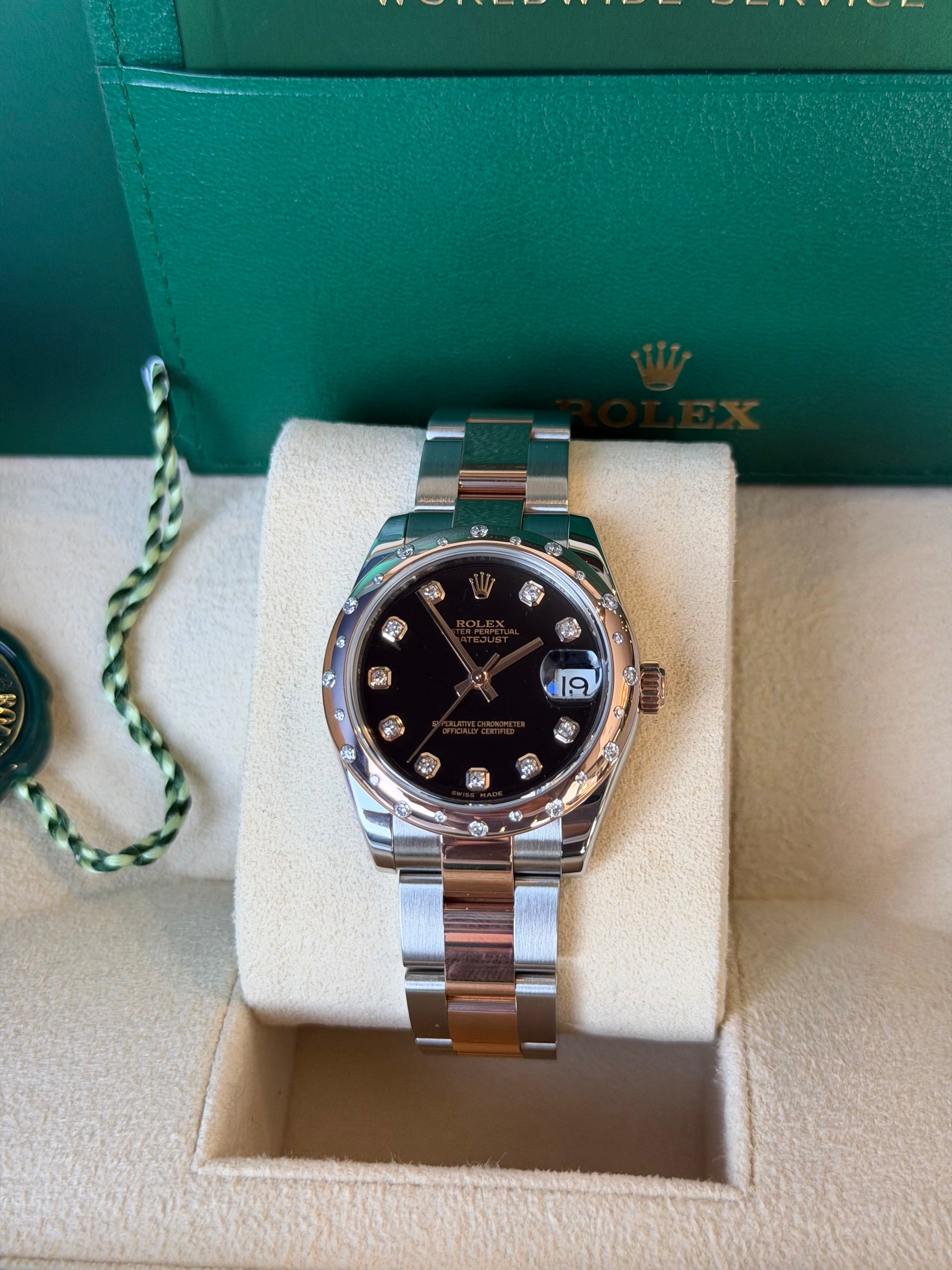 Rolex Datejust 31 Black Diamond Dial on Oyster 178341 Complete 2014