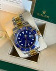 Rolex Submariner Blusey Blue Dial on Oyster 116613LB Complete Open Date