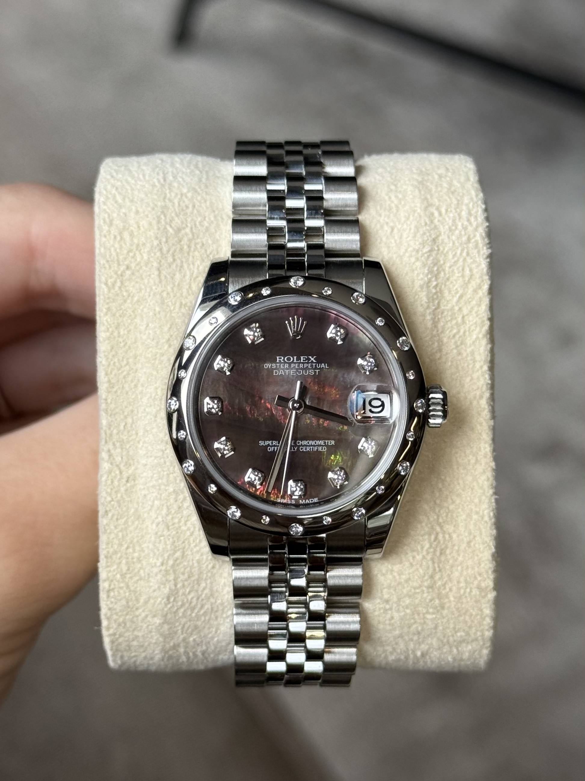 Rolex Datejust 31 Dark Mother of Pearl Diamond Dial on Jubilee 178344 Complete 2017