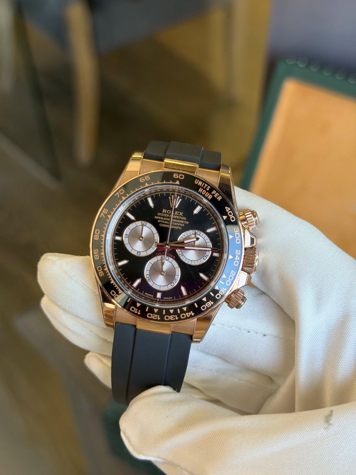 Rolex Daytona Black And Sundust Index Dial on Oysterflex 126515LN Complete 2024