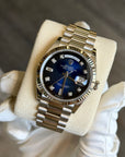 Rolex Day-Date 36 Blue Ombre´ Diamond Dial on President 128239 Complete 2020