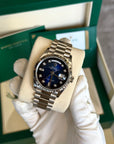Rolex Day-Date 36 Blue Ombre´ Diamond Dial on President 128239 Complete 2020