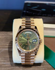 Rolex Day-Date 40 Olive Green Roman Dial on President 228235 Complete 2021