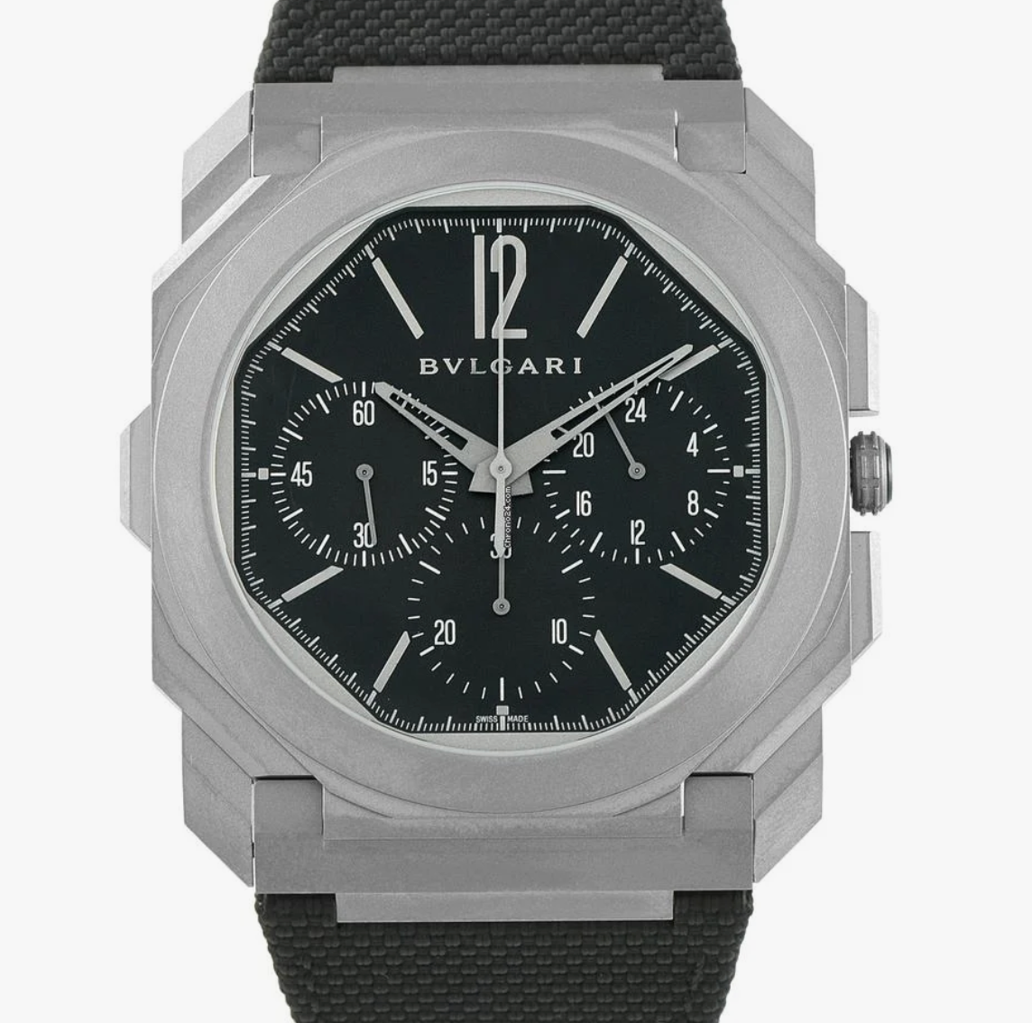 Bvlgari Octo Finissimo Black Dial on Textile 103371 Complete