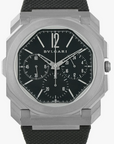 Bvlgari Octo Finissimo Black Dial on Textile 103371 Complete