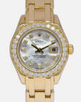 Rolex Datejust Pearlmaster Mother of Pearl DIamond Dial on Pearlmaster Bracelet 69298 Service Papers