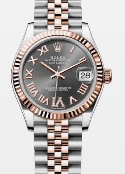 Rolex Datejust 31 Dark Rhodium Diamond Roman Vi Dial on Jubilee 278271 Complete 2019