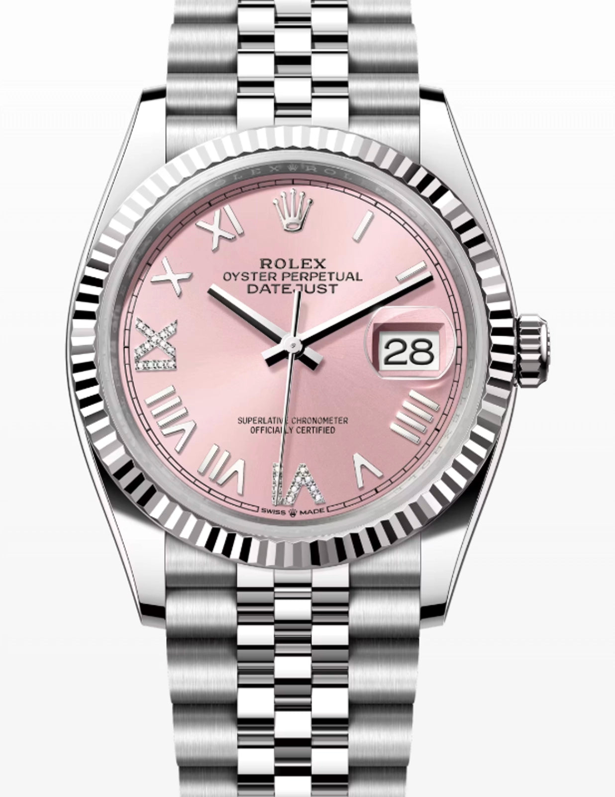 Rolex Datejust 36 Pink Diamond Roman Vi And Ix Dial on Jubilee 126234 Complete 2026