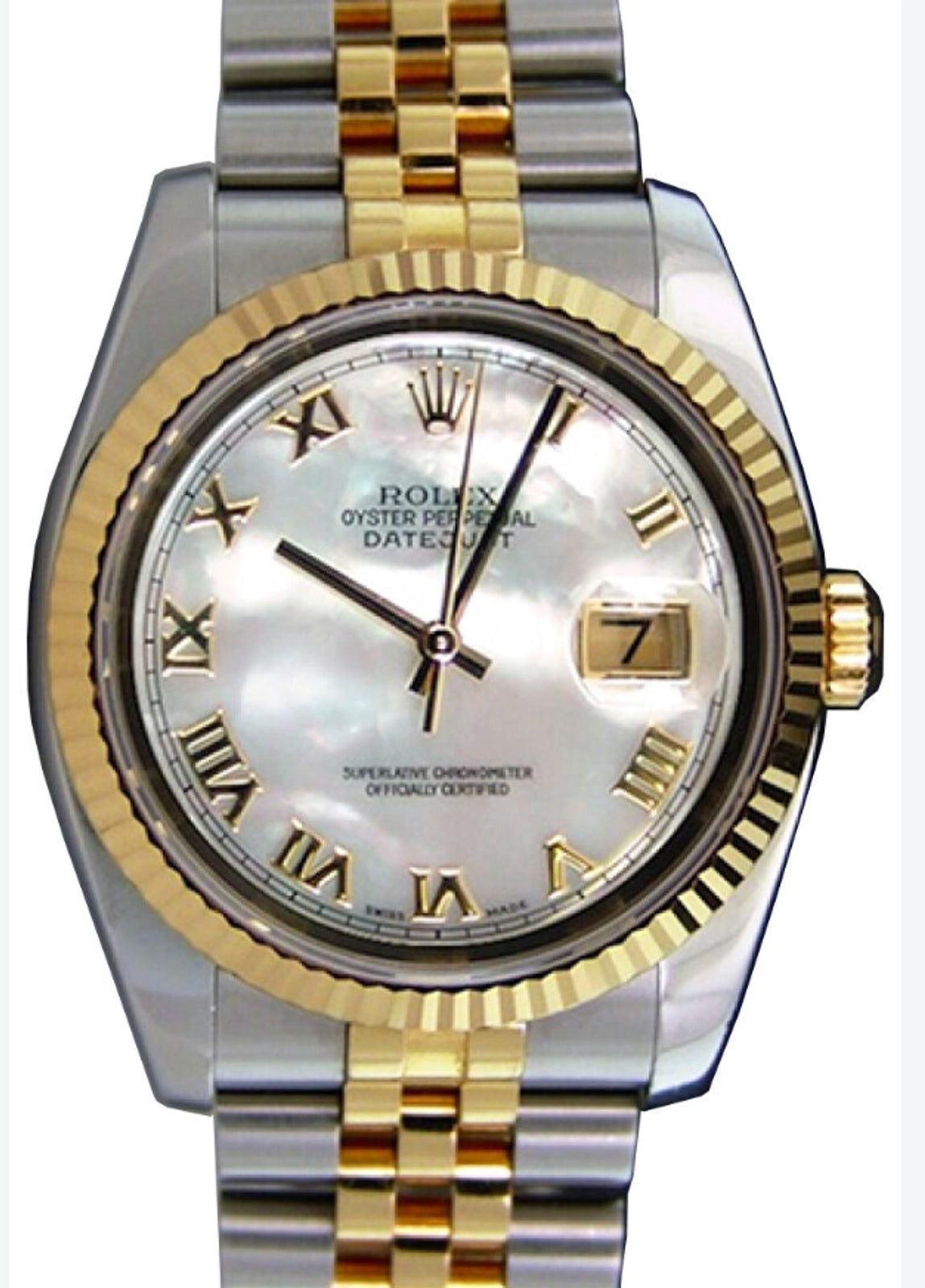 Rolex Datejust 36 Mother of Pearl Roman Dial on Jubilee 116233 Card 2008
