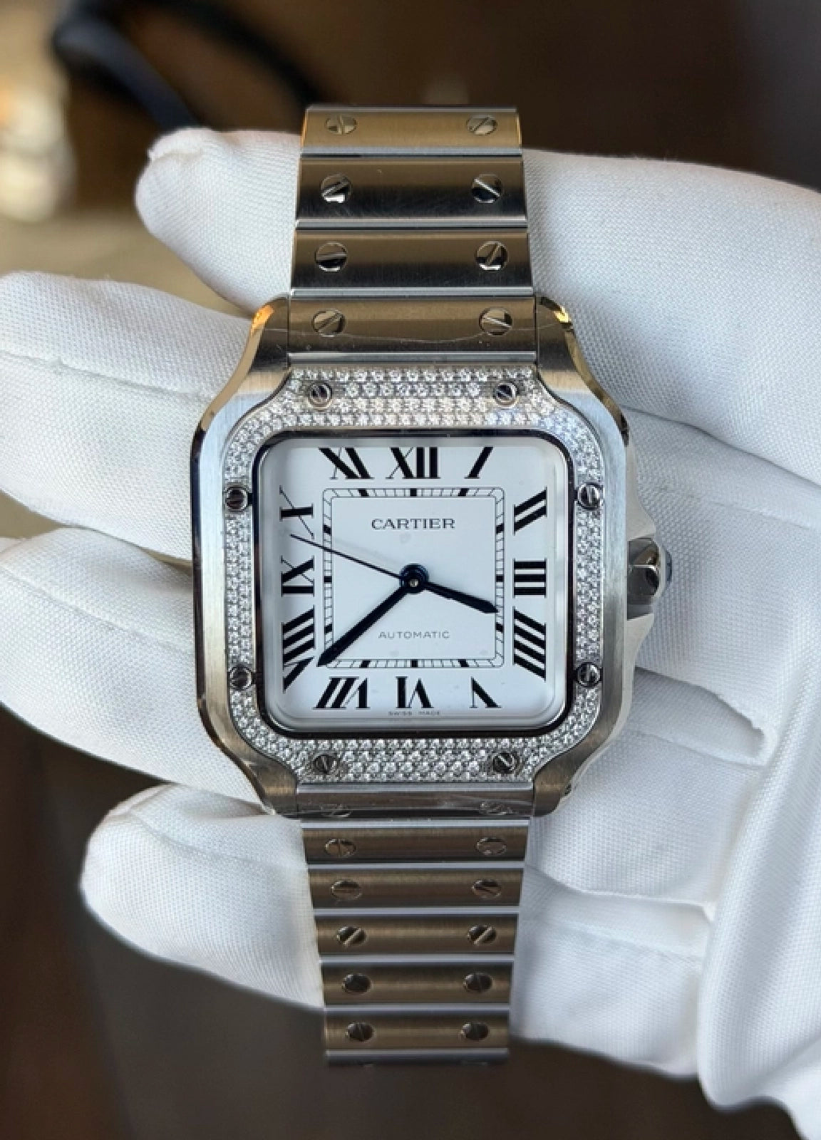 Cartier Santos de Cartier Medium Sunray Dial on Bracelet W4SA0005 Card
