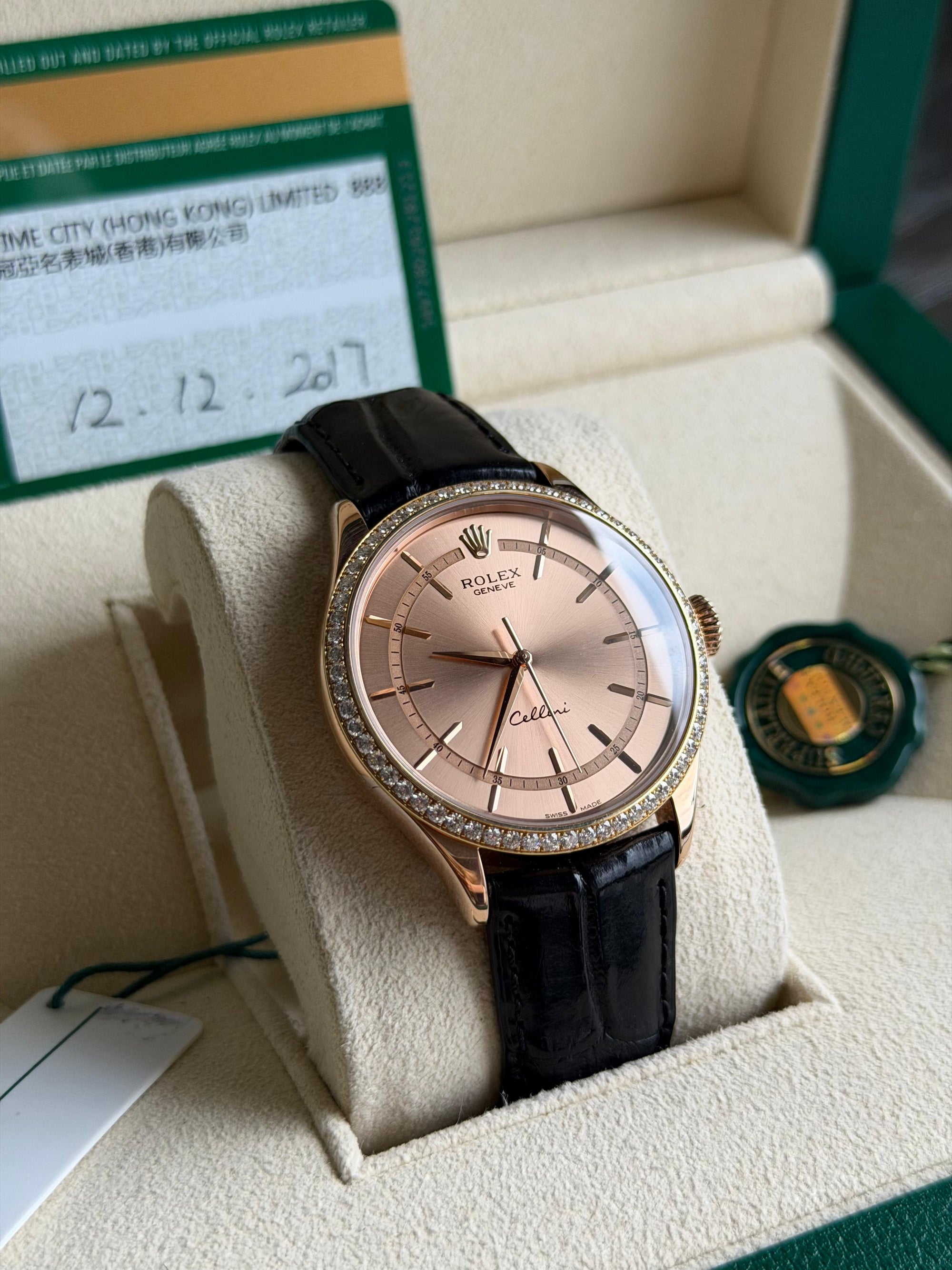 Rolex Cellini Time Pink Dial on Leather Strap 50705RBR Card 2017