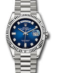 Rolex Day-Date 36 Blue Ombre´ Diamond Dial on President 128239 Complete 2020