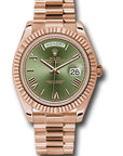 Rolex Day-Date 40 Olive Green Roman Dial on President 228235 Complete 2021