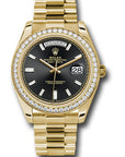 Rolex Day-Date 40 Black Baguette Diamond Dial on President 228348RBR Service Papers