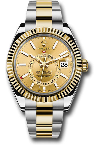 Rolex SkyDweller Champagne Dial on Oyster 326933 Service Papers