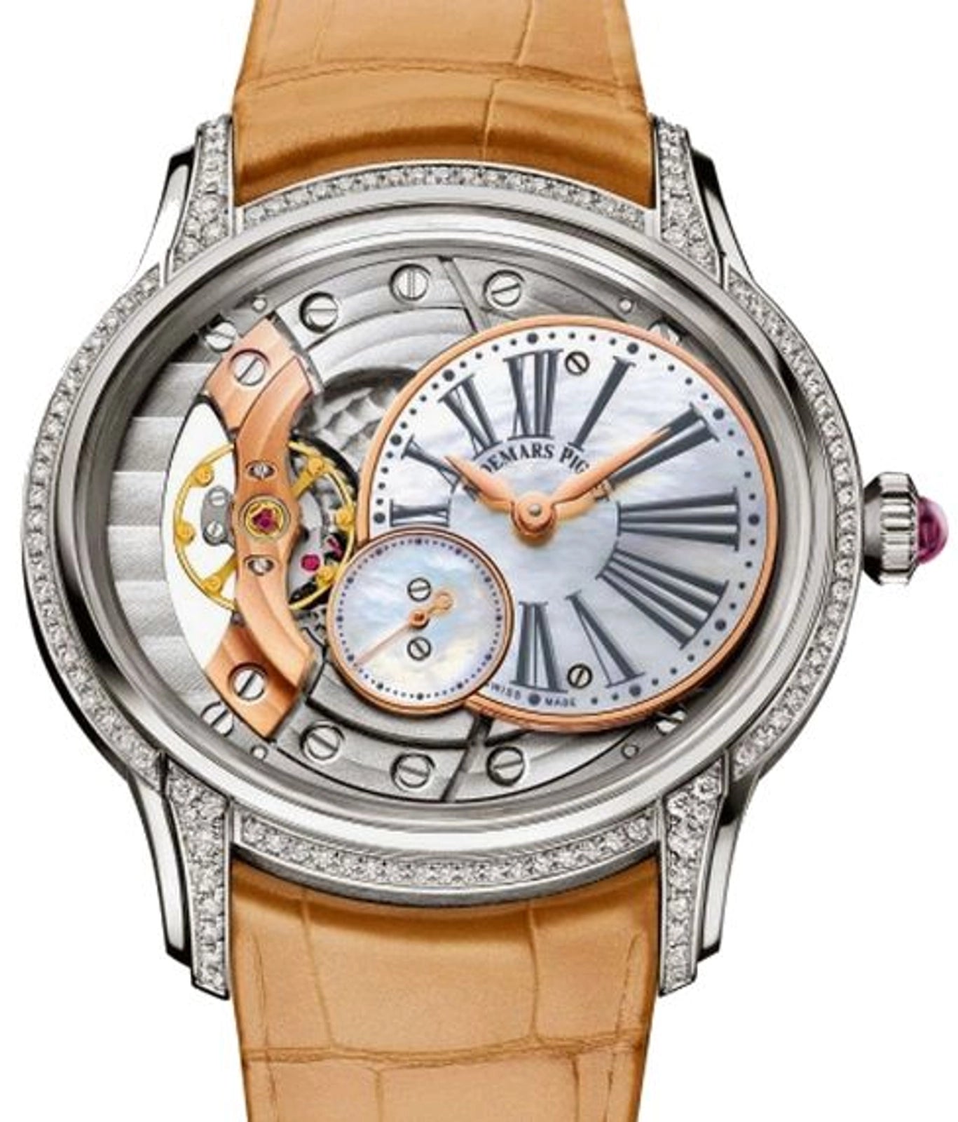 Audemars Piguet Millenary Hand-Wound White Mother of Pearl Dial on Leather Strap 77247BC.ZZ.A813CR.01