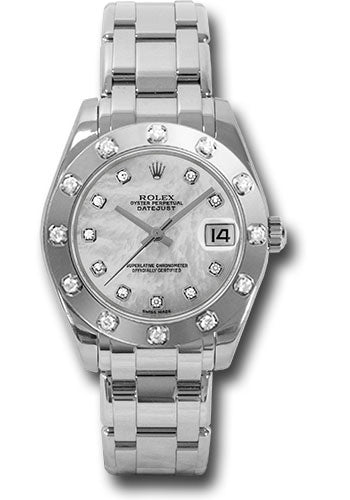 Rolex Datejust Pearlmaster 34 White Mother-Of-Pearl Diamond Dial on Pearlmaster 81319