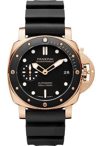 Panerai Submersible Goldtech Black Dial on Rubber Strap PAM02164