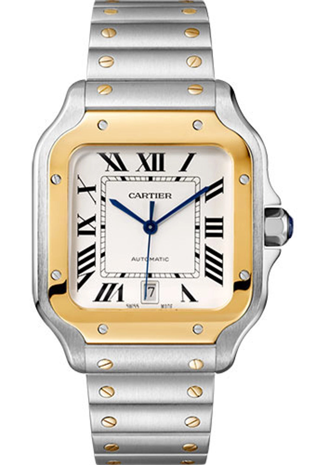 Cartier Santos de Cartier Large Silver Dial on Bracelet W2SA0009 Complete Open Date