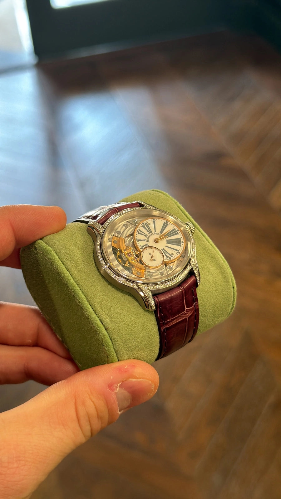 Audemars Piguet Millenary Hand-Wound White Mother of Pearl Dial on Leather Strap 77247BC.ZZ.A813CR.01