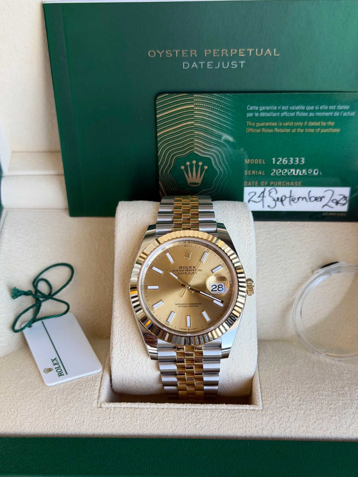 Rolex Datejust 36 Champagne Index Dial on Jubilee 126233 Complete 2023