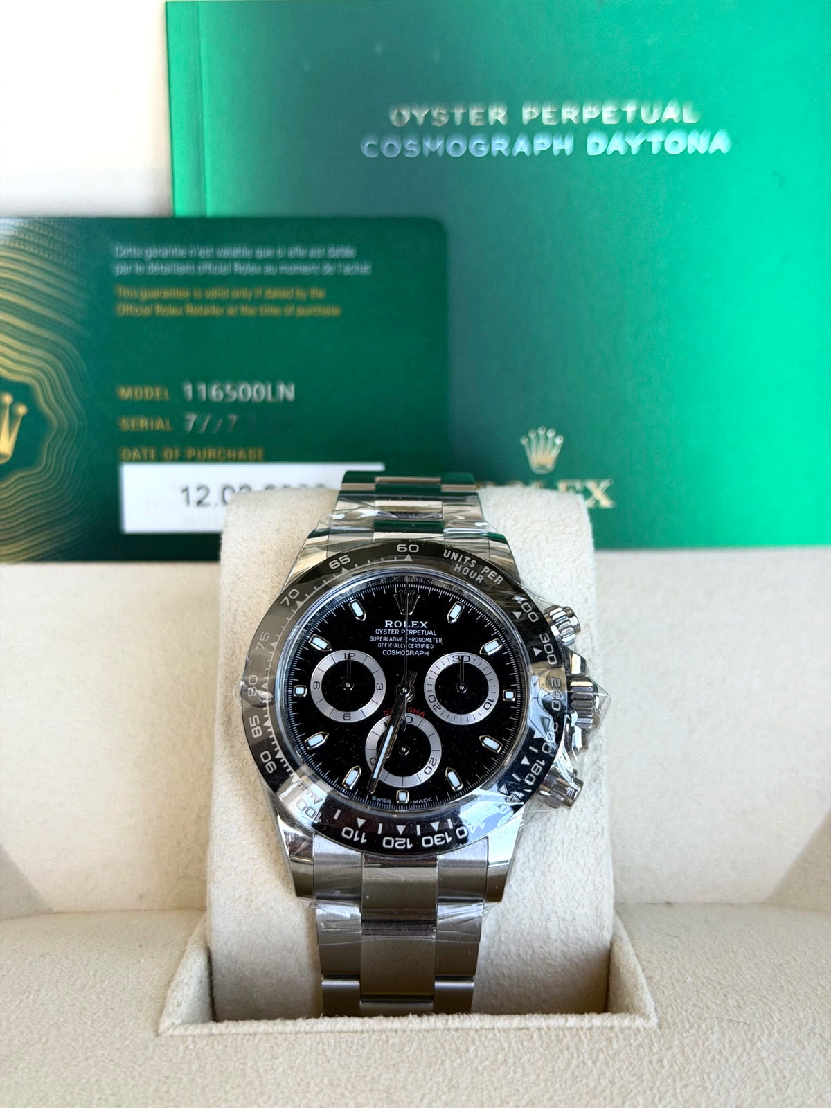 Rolex Daytona Black Dial on Oyster 116500LN Card 2023
