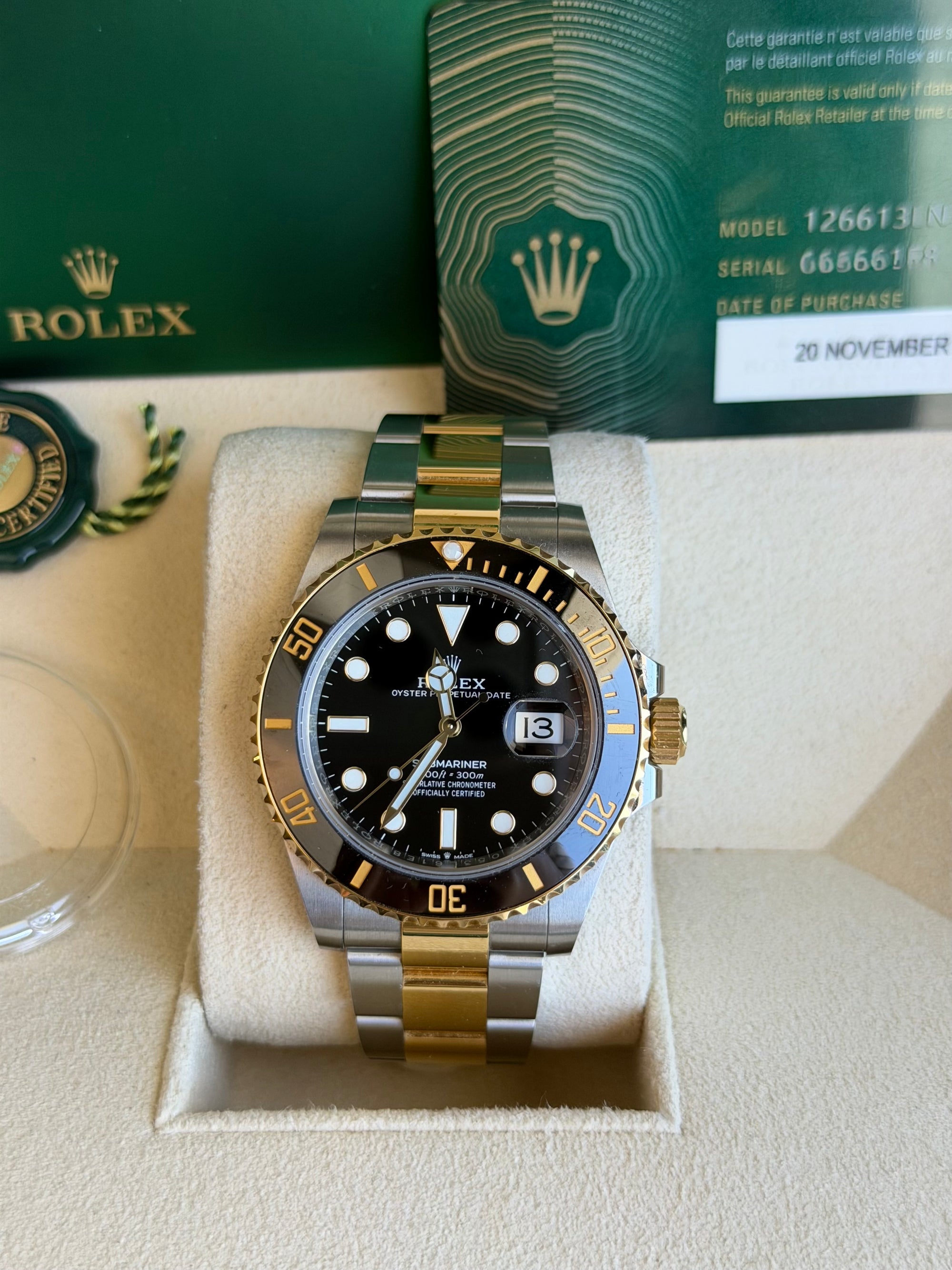 Rolex Submariner Black Dial on Oyster 126613LN Card 2021