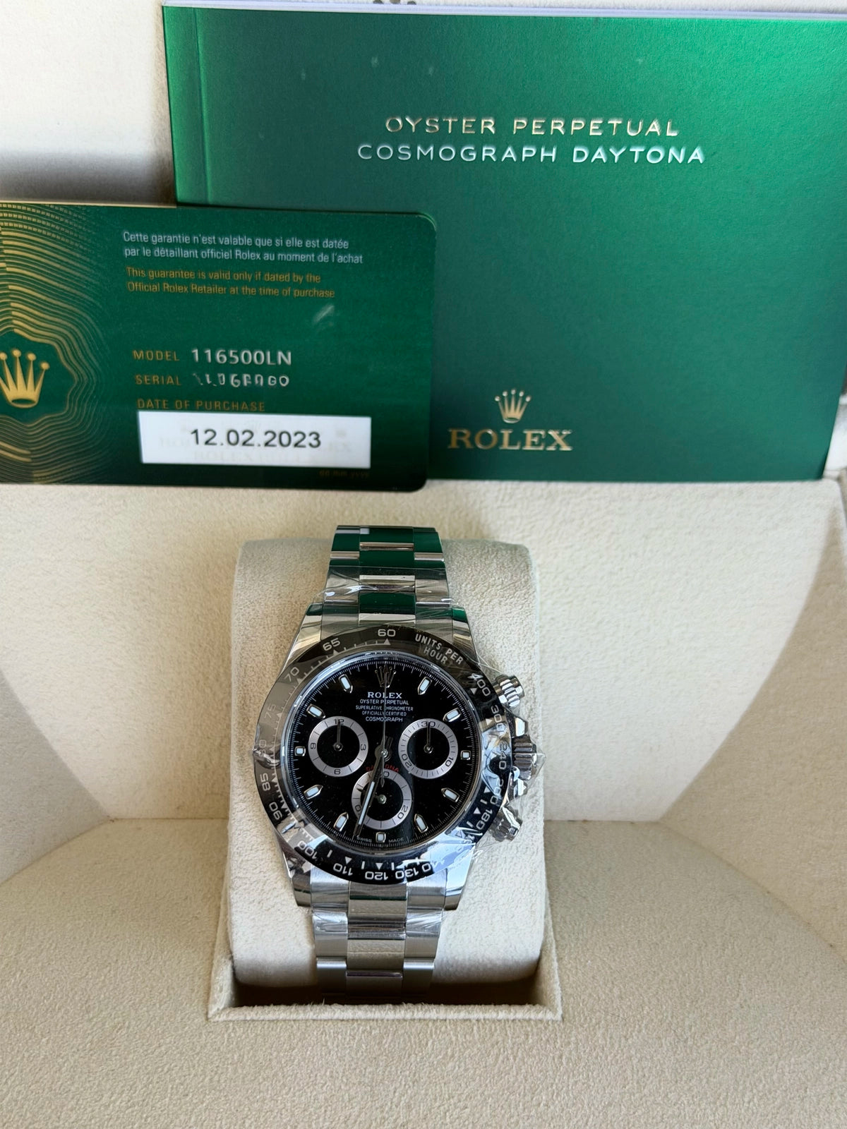 Rolex Daytona Black Dial on Oyster 116500LN Card 2023