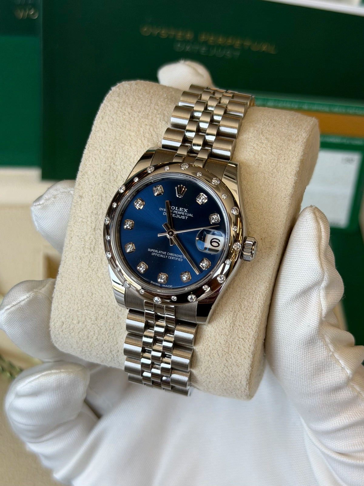 Rolex Datejust 31 Blue Diamond Dial on Jubilee 178344 Card 2016