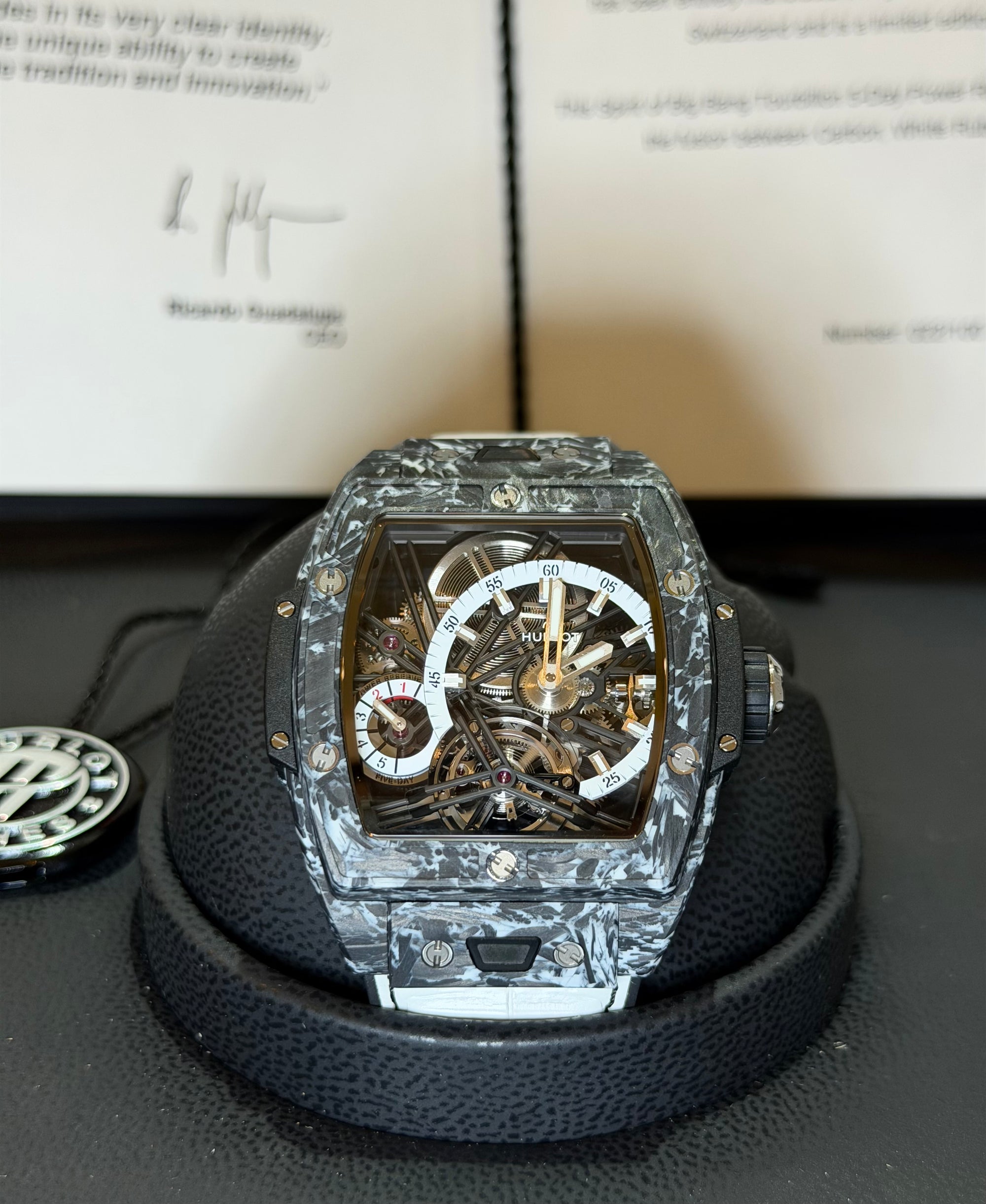Hublot Spirit of Big Bang Tourbillon Skeleton Dial on Leather Strap 645.QW.2012.RW Complete 2021