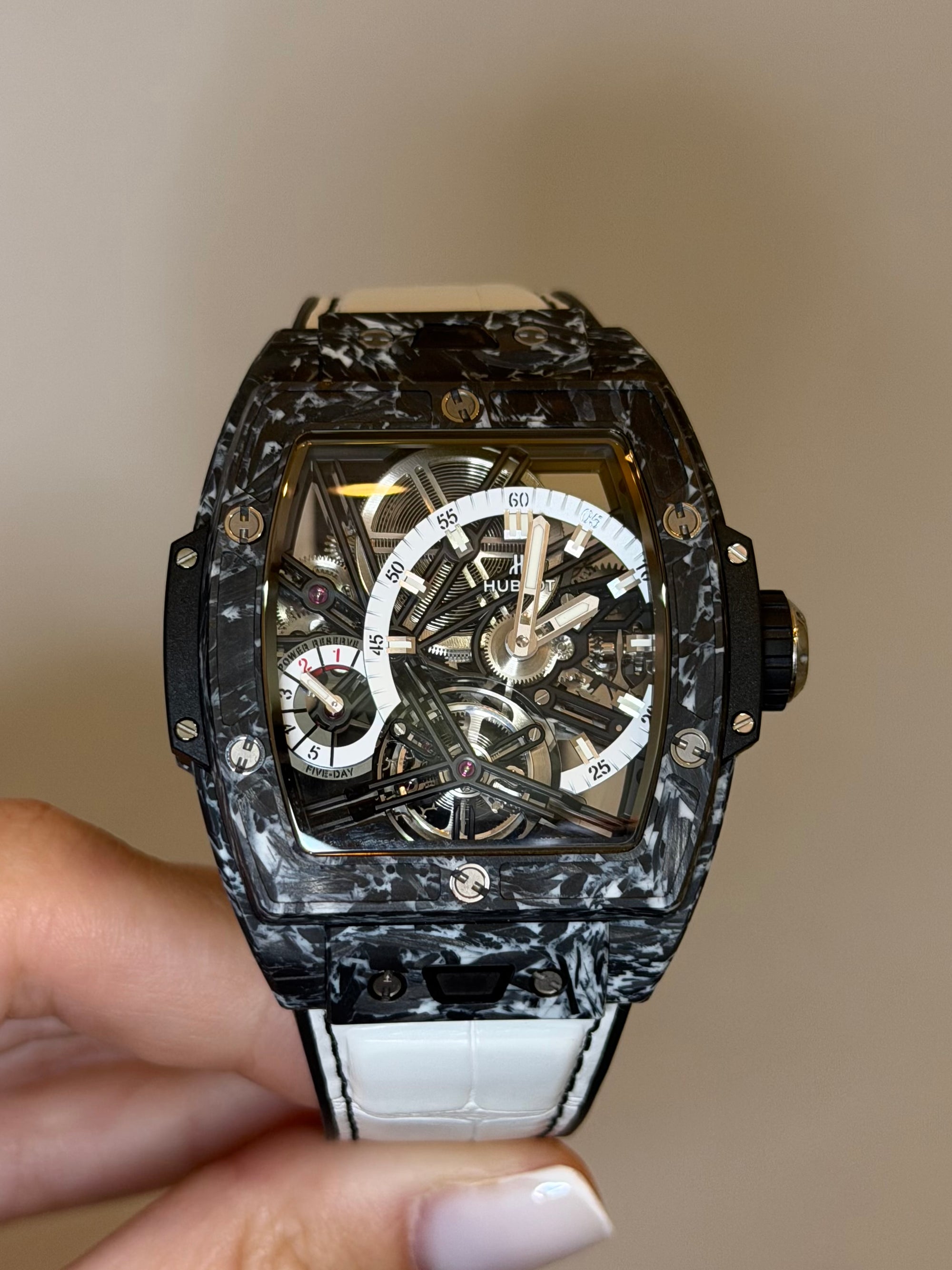 Hublot Spirit of Big Bang Tourbillon Skeleton Dial on Leather Strap 645.QW.2012.RW Complete 2021