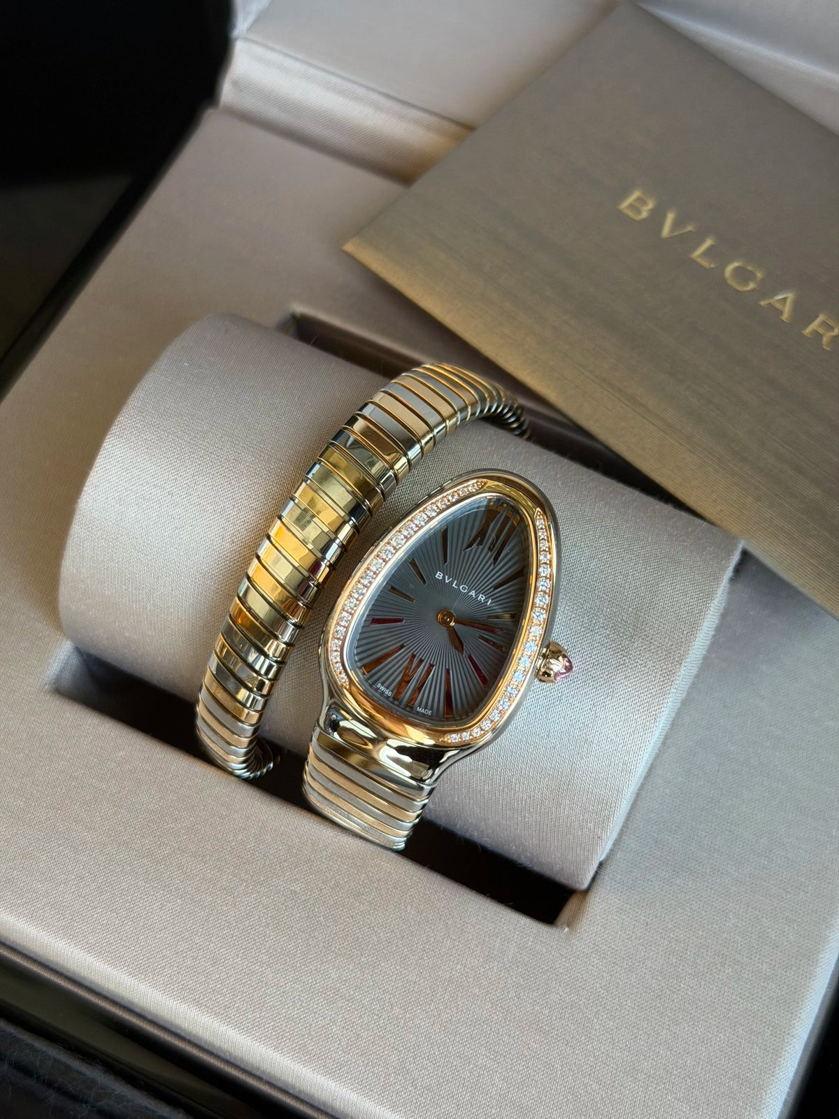Bvlgari Serpenti Tubogas Gray Dial on Spiral Bracelet 102681 Complete