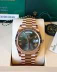 Rolex Day-Date 40 Olive Green Roman Dial on President 228235 Complete 2026